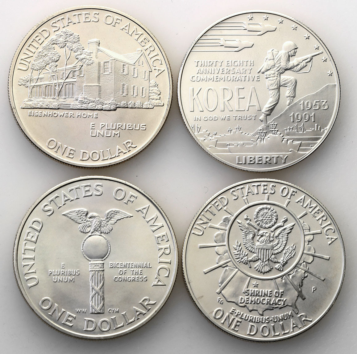 USA. Dolar 1989 + 1990, zestaw 4 sztuk